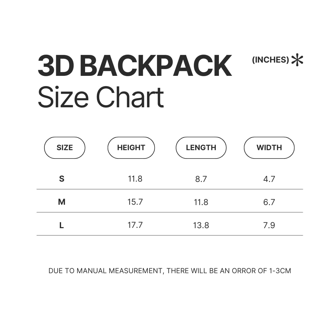 3D Backpack Size Chart - Personalized World Store