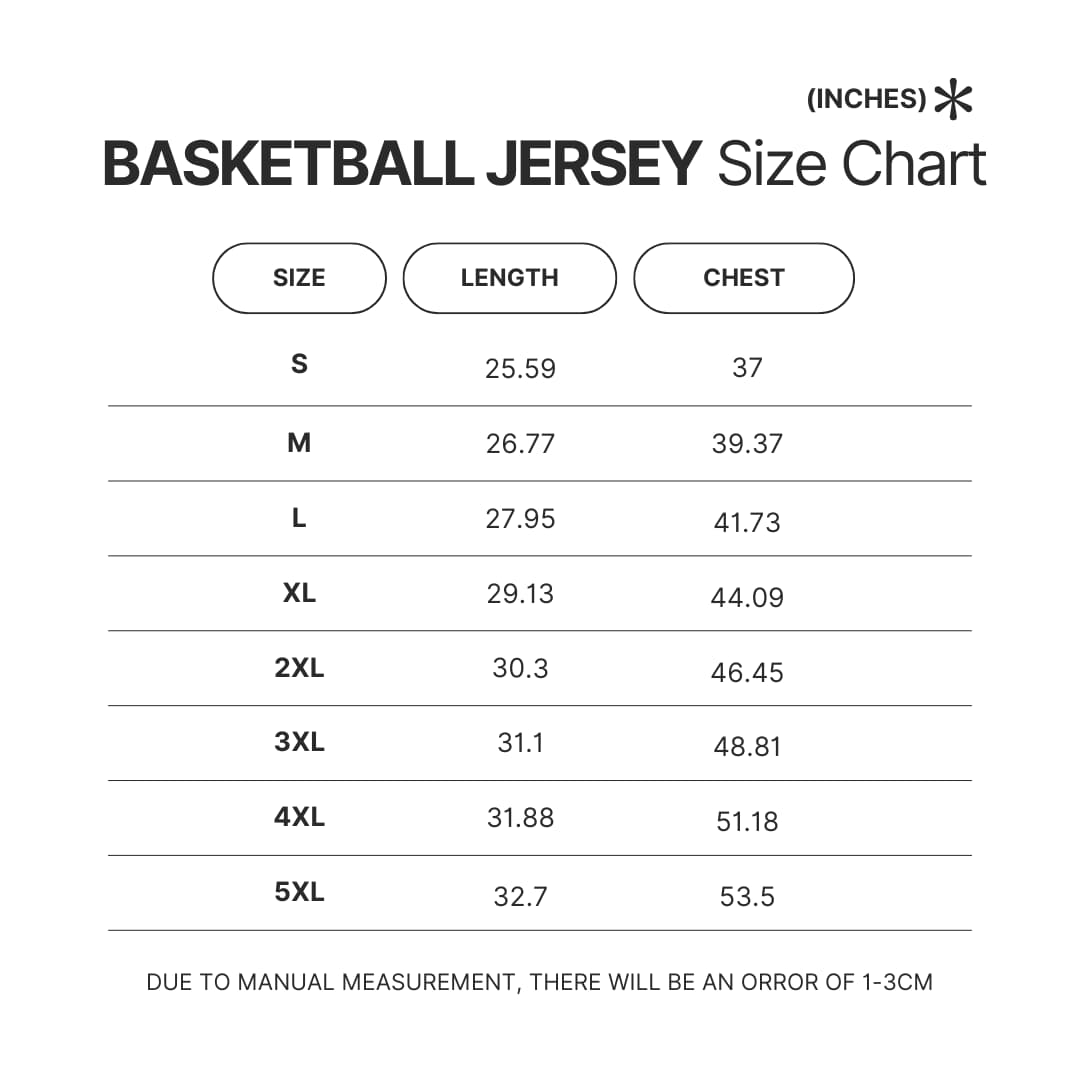 Basketball Jersey Size Chart 1 - Personalized World Store