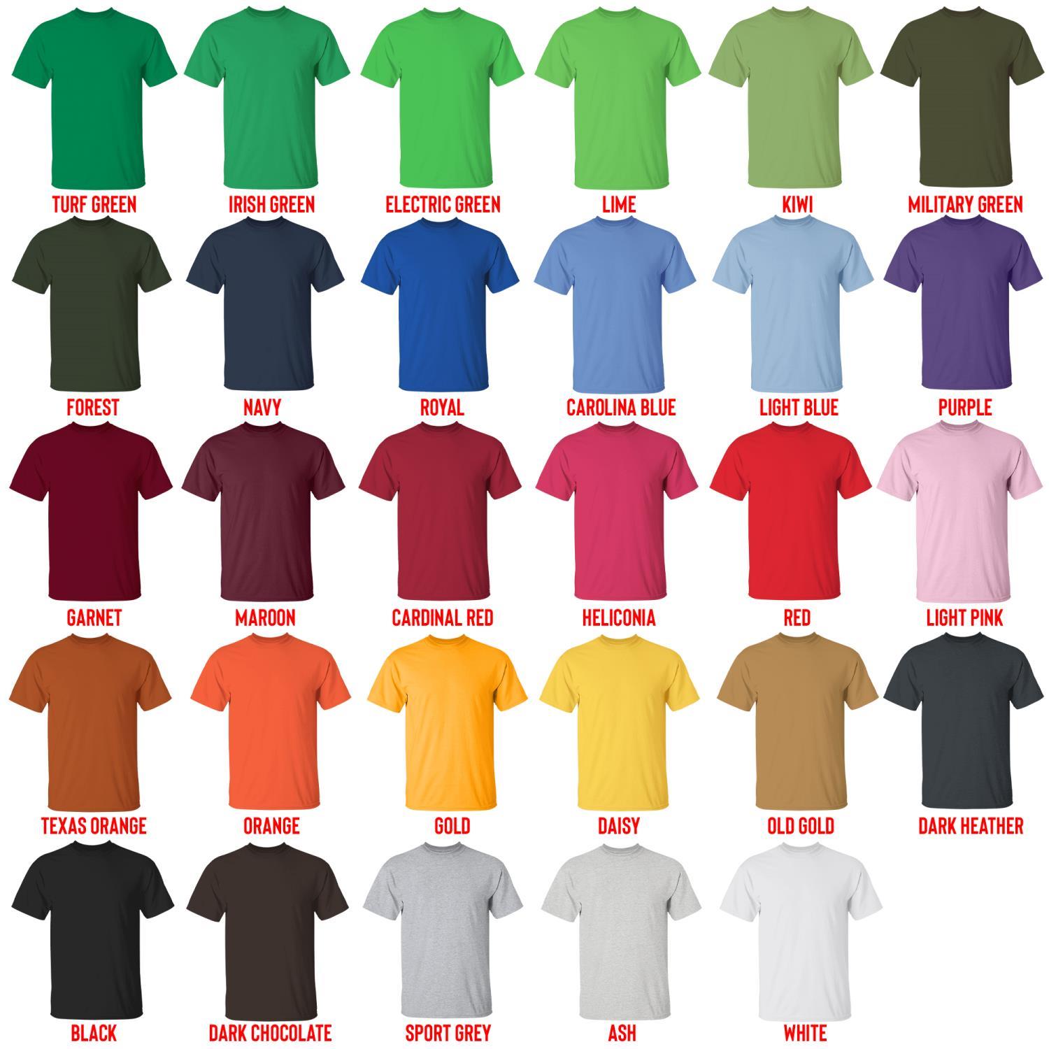 t shirt color chart - Personalized World Store