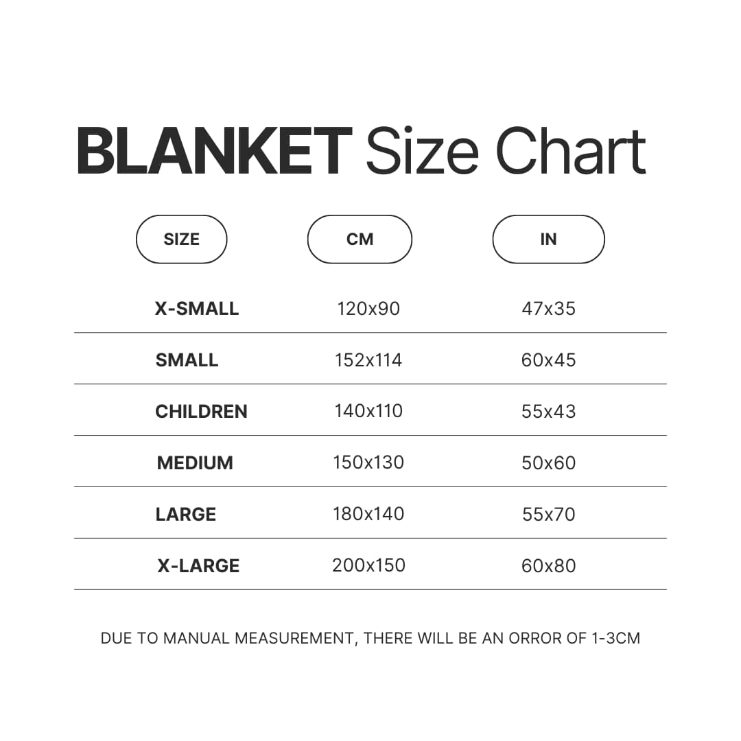 Blanket Size Chart - Personalized World Store