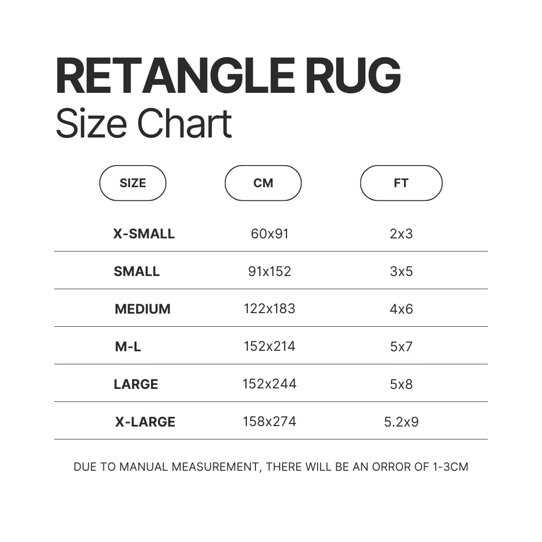 Retangle Rug Size Chart - Personalized World Store