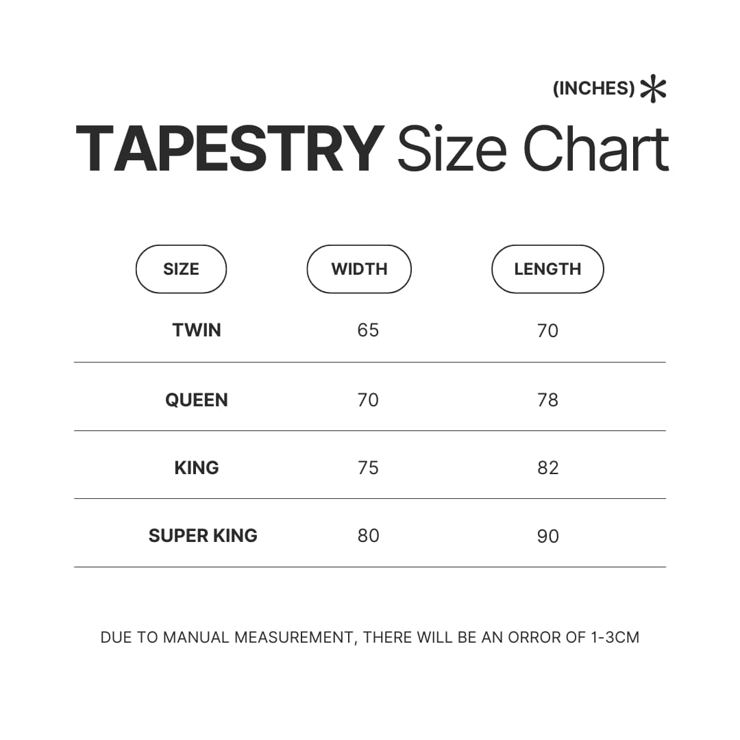 Tapestry Size Chart - Personalized World Store