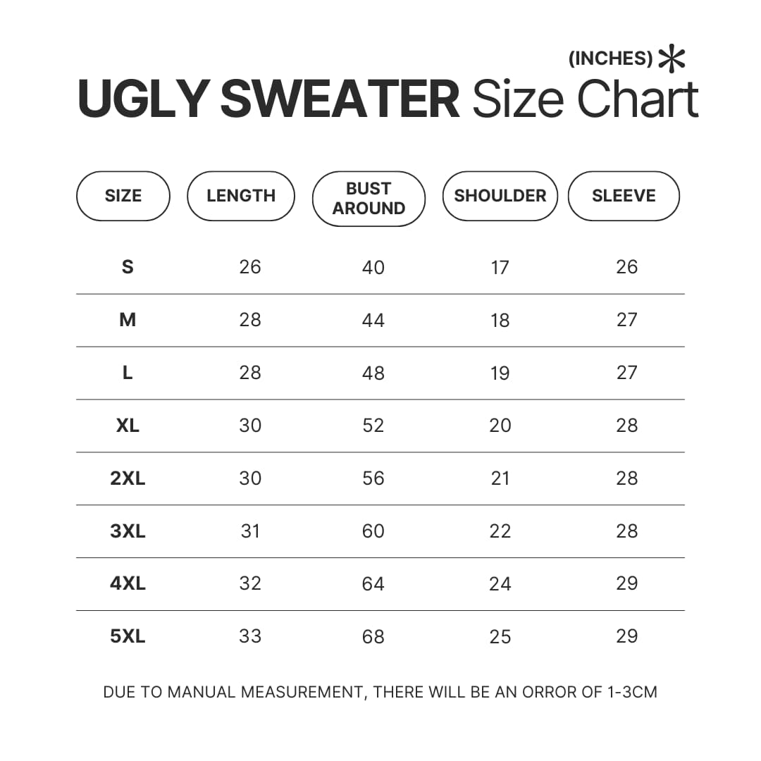 Ugly Sweater Size Chart - Personalized World Store