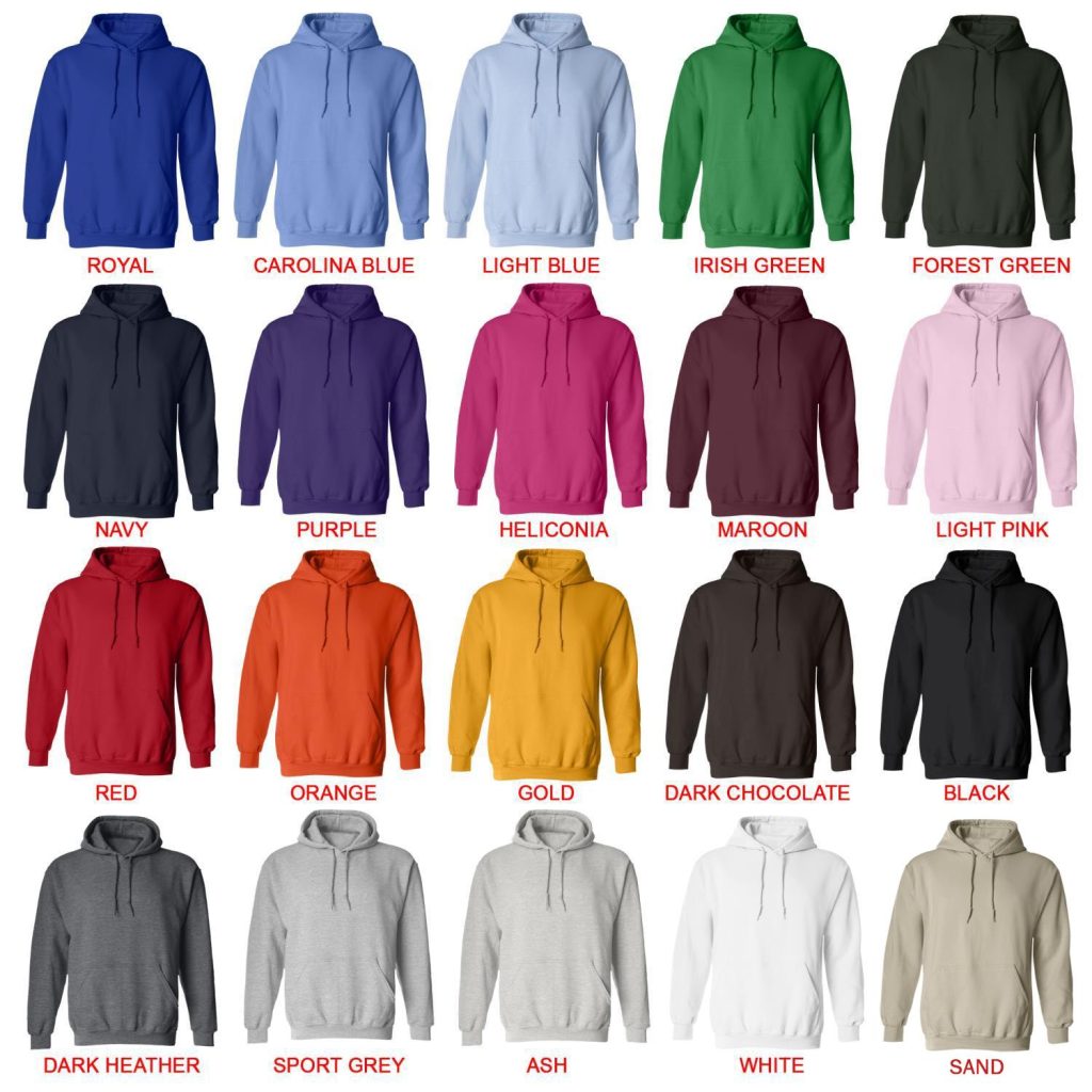 hoodie color chart - Personalized World Store