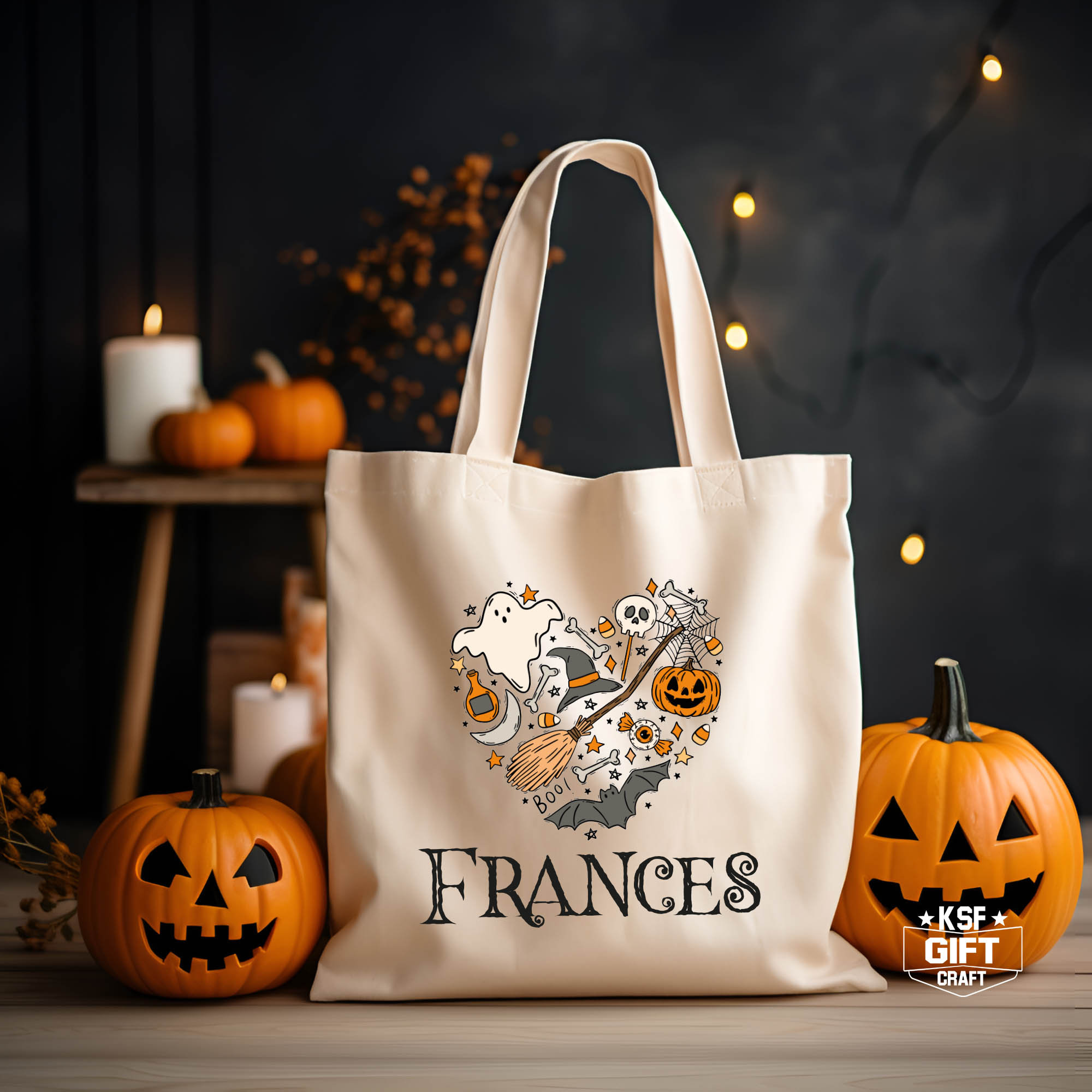 Personalized Halloween Tote Bag Trick Or Treat Tote Bag