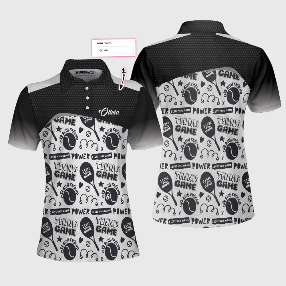Black And White I Love Tennis Game EZ48 1407 Custom Short Sleeve Women Polo Shirt - Personalized World Store