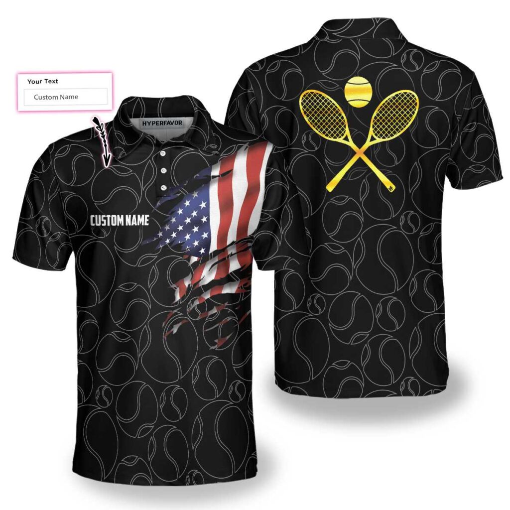 Tennis American Flag EZ38 2202 Custom Polo Shirt - Personalized World Store