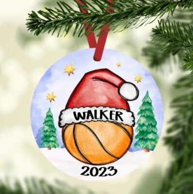 Basketball Personalized Kids Christmas Ornaments