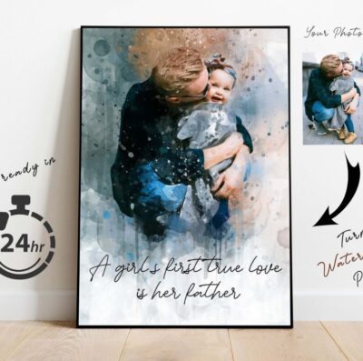 Custom Watercolor Painting Gift from Photo Fathers Day