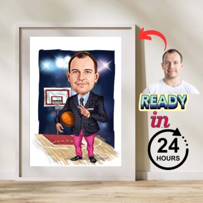 Personalized BASKETBALL COACH Cartoon Custom