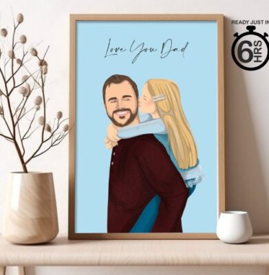 Personalized Father’s Day Gift Custom Dad Portrait Wall Art