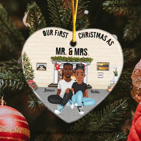 OurFirstChristmasMarriedAsMr. Mrs. PersonalizedHeartShapedCeramicOrnament 1 c0e448d1 aa86 47a6 8cee d02ee2628fa7 - Personalized World Store