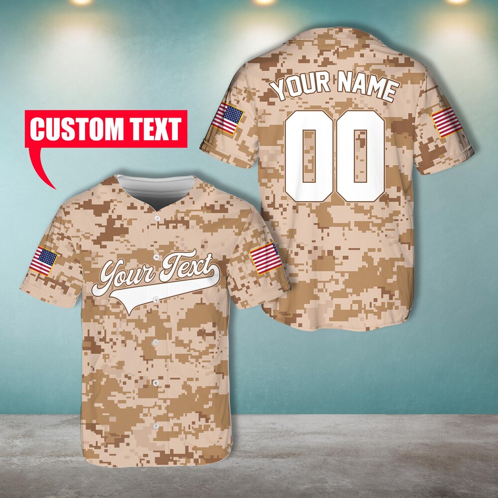 Personalized Military Camouflage Pattern Baseball Jersey